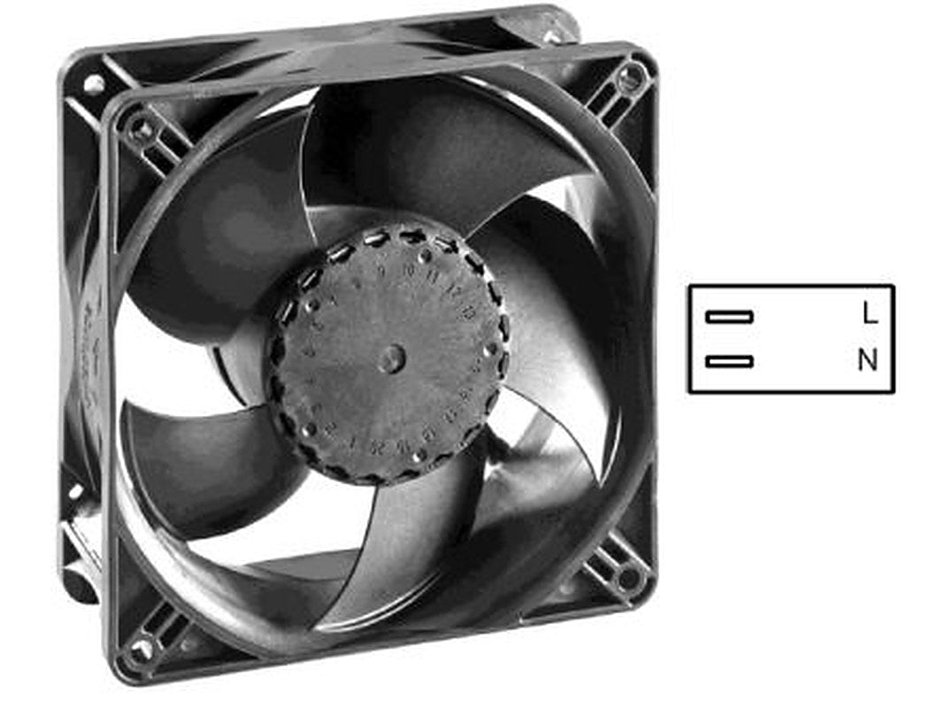 ebm-papst AxiACi 120 Series Axial Fan, 115V ac, 230 V ac, 138 m³/h, 4.4 W, 62 mA Max, IP65 120 mm, 120mm, 38 mm