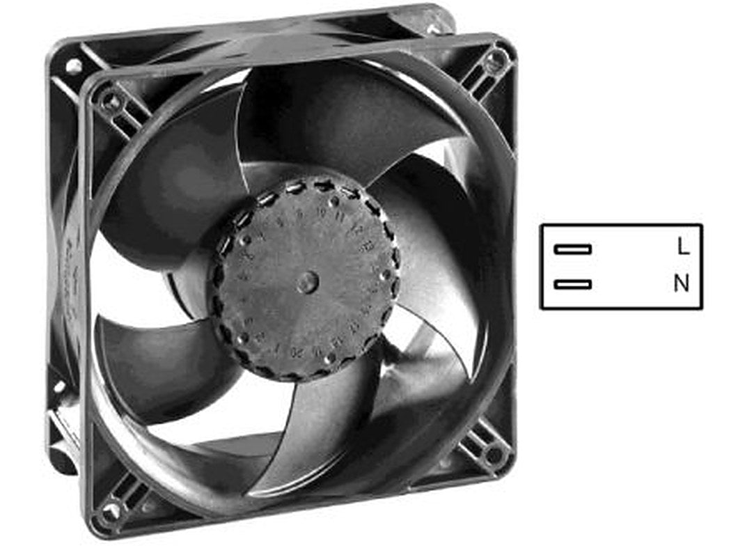 ebm-papst AxiACi 120 Series Axial Fan, 115V ac, 230 V ac, 64 m³/h, 1.1 W, 17 mA Max, IP65 120 mm, 120mm, 38 mm
