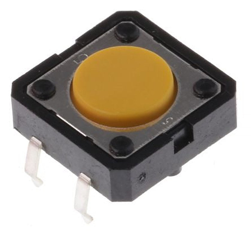 Omron IP00 Yellow Tactile Switch Plunger, 0.8 mm, SPST 50mA 24 V dc, Through Hole
