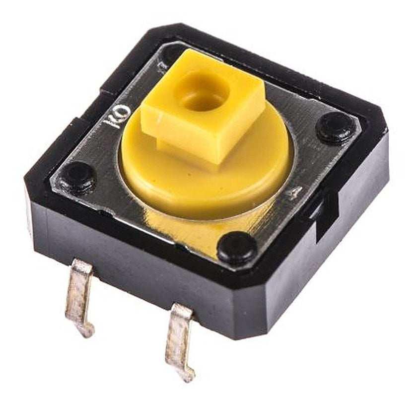 Omron Yellow Tactile Switch Plunger, 3 mm, SPST 50mA 24 V dc, Through Hole