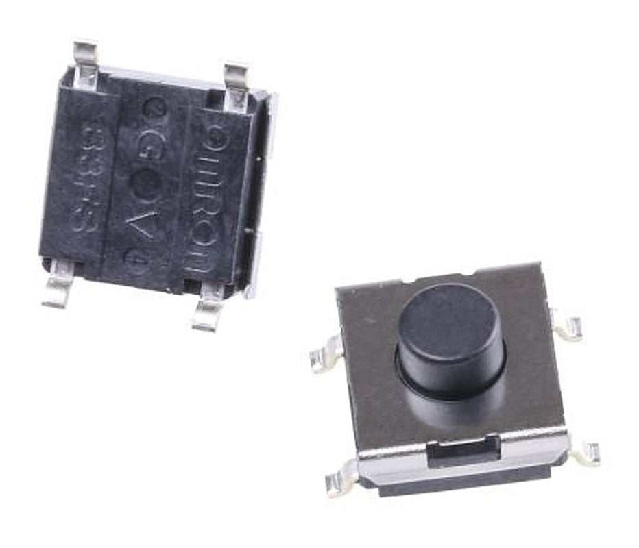 Omron Black Tactile Switch Plunger, 1.7 mm, SPST 50mA 24 V dc, Surface