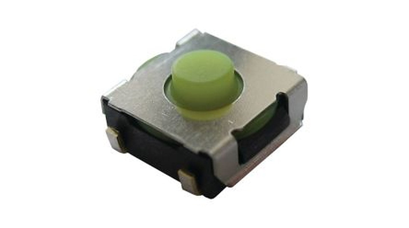 Omron IP67 Green, Yellow Tactile Switch Plunger, 0.9 mm, SPST 50mA 12 V dc, Surface