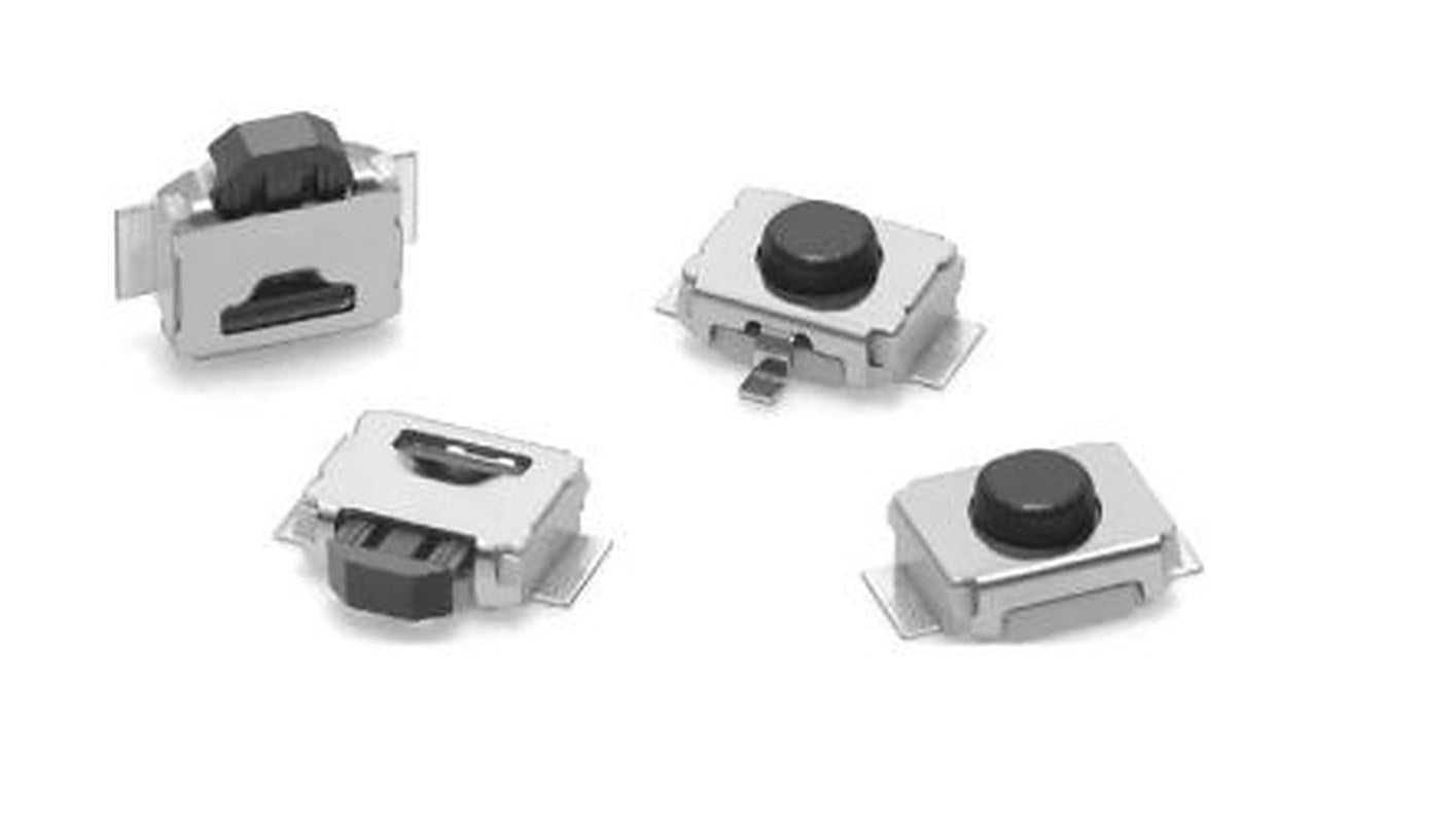 Omron IP40 Black Tactile Switch, 2.5 mm, SPST 50mA, Surface Mount