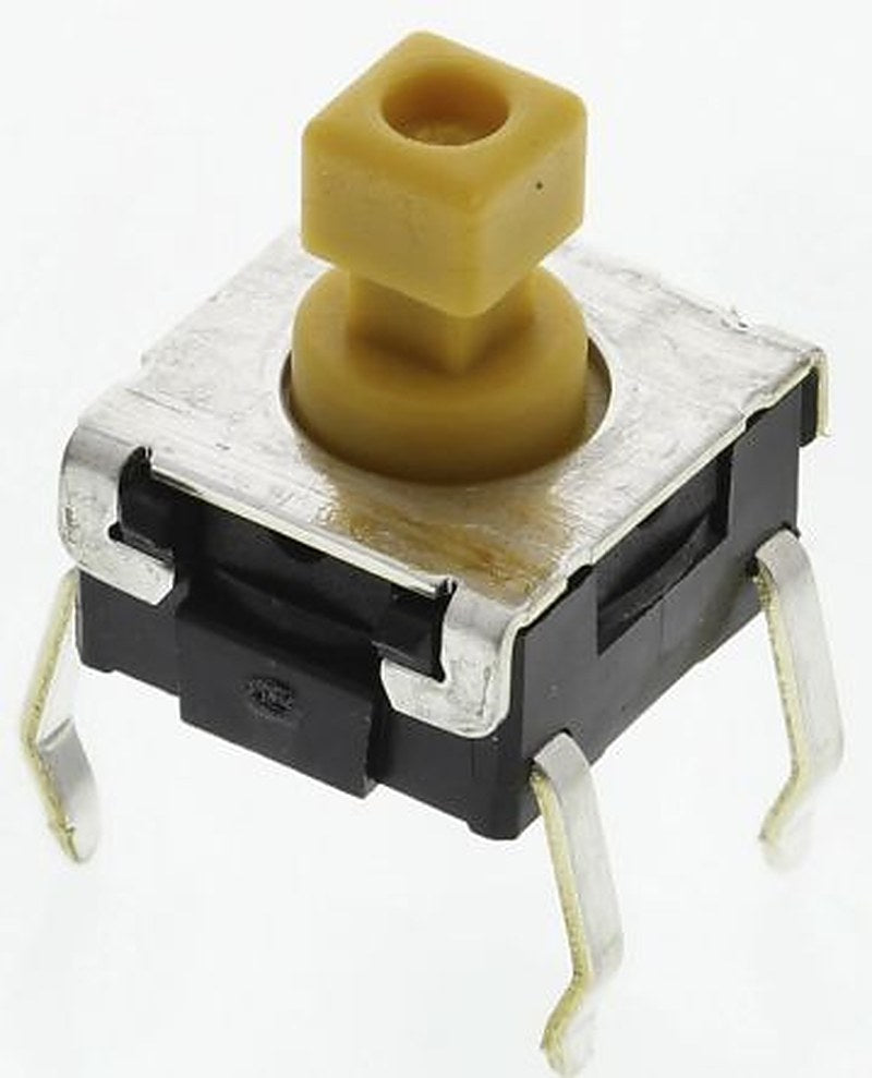 Omron IP67 Yellow Tactile Switch Plunger, 3.9 mm, SPST 50mA 24 V dc, Through Hole