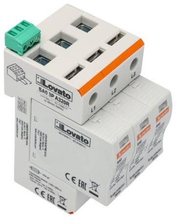 Lovato 1 Phase Surge Protector, 60 kA, 1.5 kV, DIN Rail