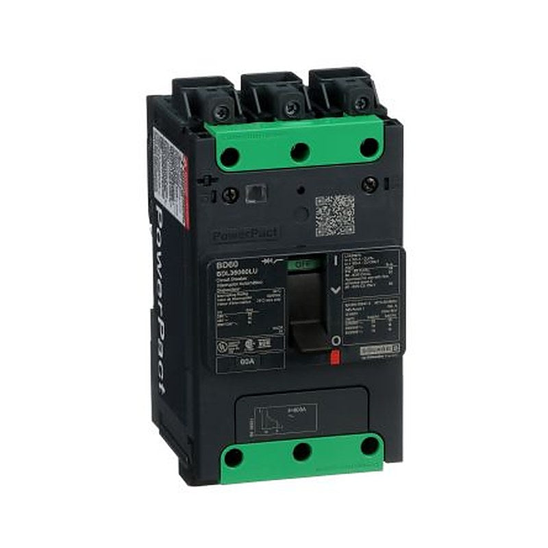 Schneider Electric, PowerPact, PowerPacT Molded Case Circuit Breaker 3-Pole 60A, Breaking Capacity 25 kA, DIN Rail,