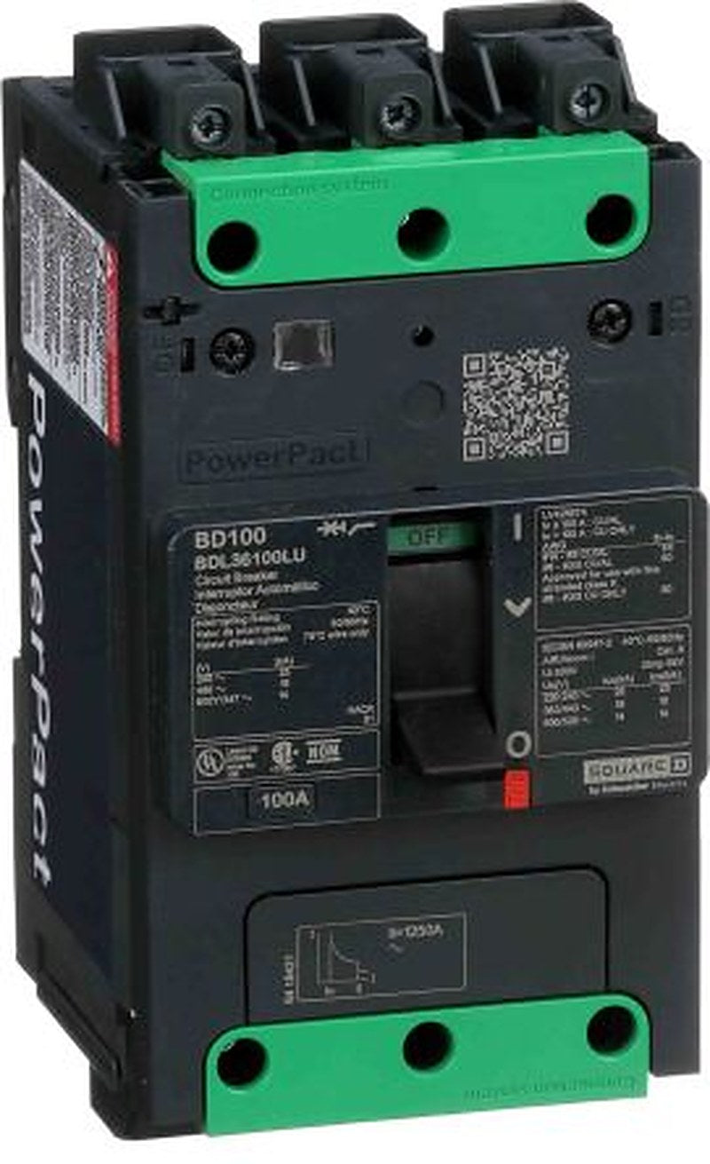Schneider Electric, PowerPact, PowerPacT Molded Case Circuit Breaker 3-Pole 100A, Breaking Capacity 14 kA, Fixed