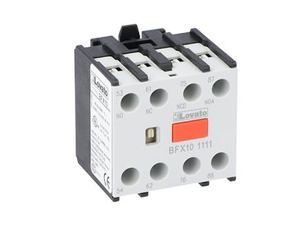 Lovato Auxiliary Contact, 4 Contact, 1 NO/1 NC, BFX10, Front, 10 A, BFX101111