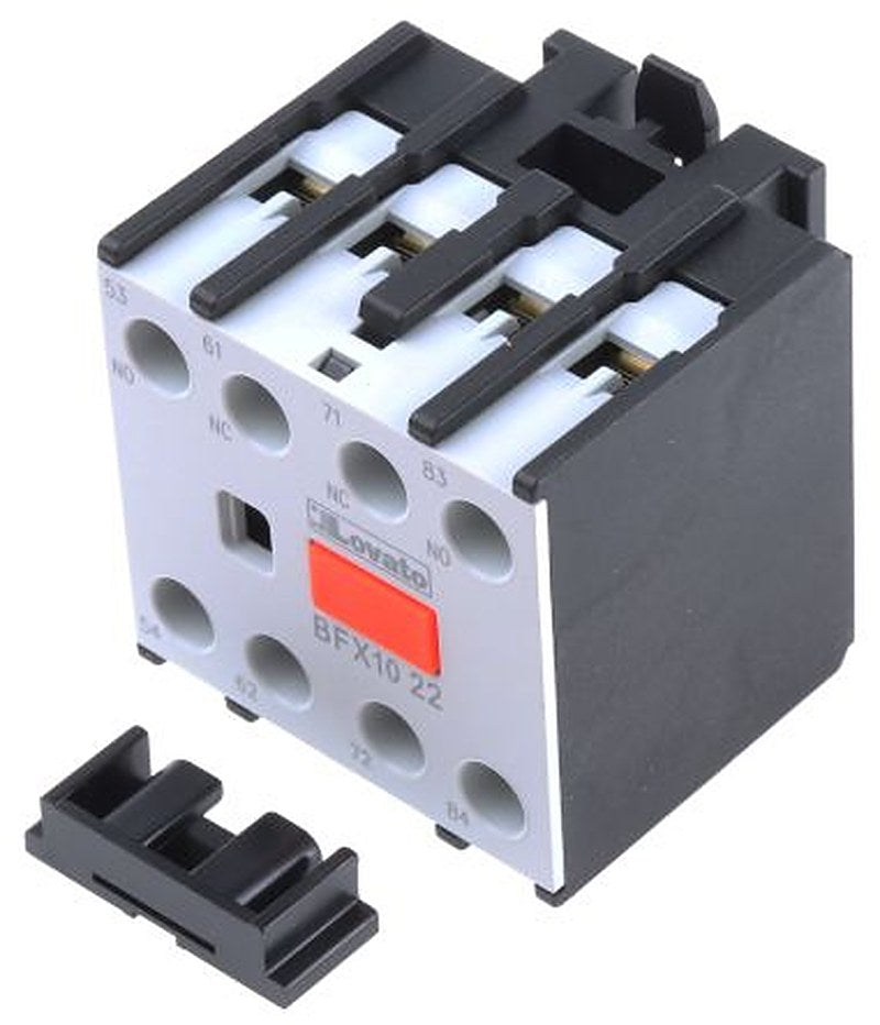 Lovato Auxiliary Contact Block, 4 Contact, 2 NC/2 NO, BFX10, DIN Rail, 10 A, 690V, BFX1022