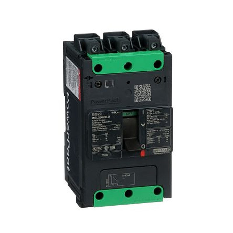 Schneider Electric, PowerPact, PowerPacT Molded Case Circuit Breaker 3-Pole 20A, Breaking Capacity 65 kA, Screw