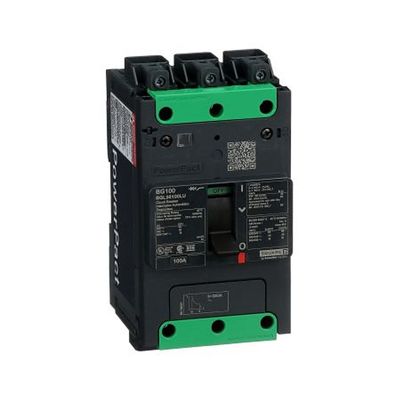 Schneider Electric, PowerPact, PowerPacT Molded Case Circuit Breaker 3-Pole 100A, Breaking Capacity 65 kA, Screw
