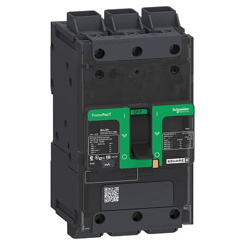 Schneider Electric, PowerPact, PowerPact Circuit Breaker 3-Pole 125A, Breaking Capacity 18 kA, Screw, DIN Rail