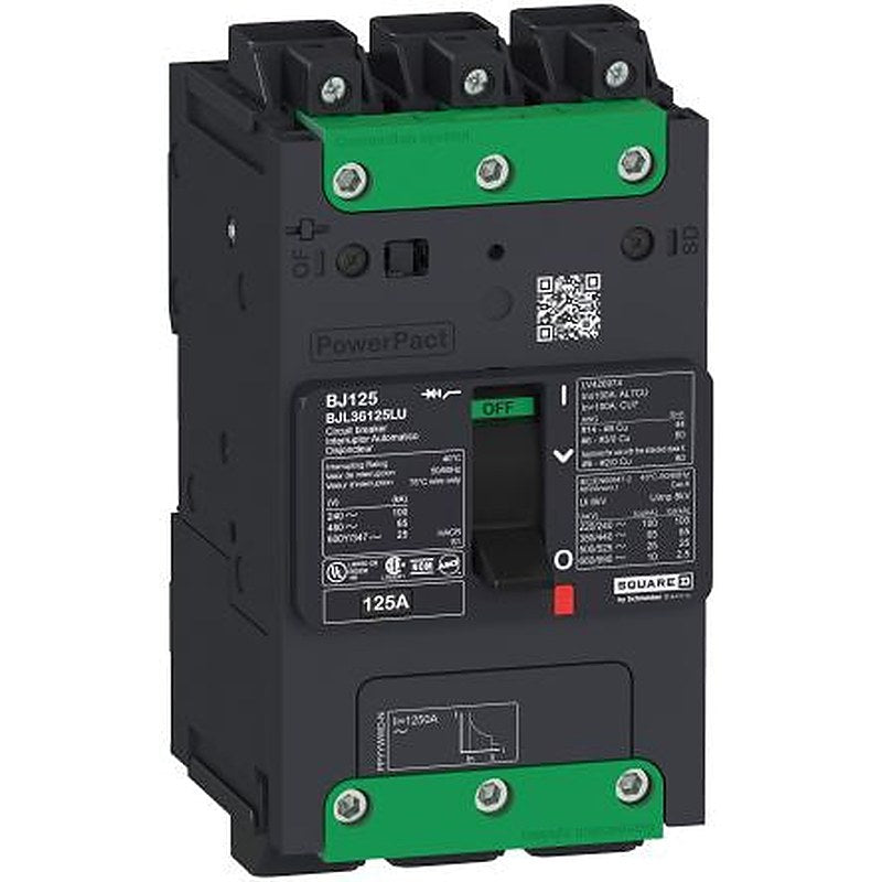 Schneider Electric PowerPact PowerPacT Miniature Circuit Breaker, 3-Pole, 100A, Thermomagnetic, 250 V dc DC, 100 kA