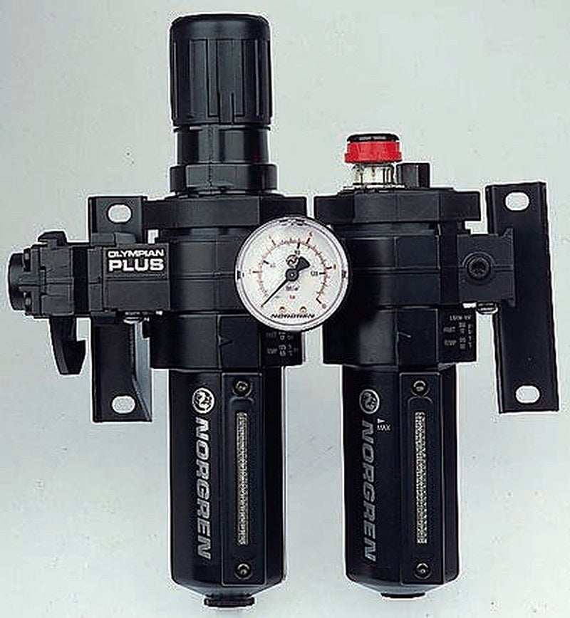 Norgren 3/8 in FRL, Automatic Drain, 40 μm Filtration Size Integrated Pressure Gauge