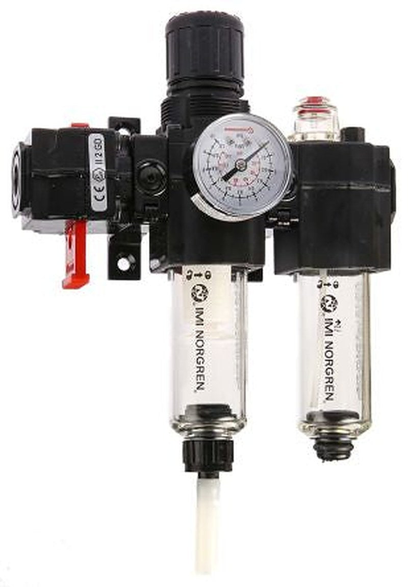Norgren 1/4 in G FRL, Automatic Drain, 40 μm Filtration Size Integrated Pressure Gauge