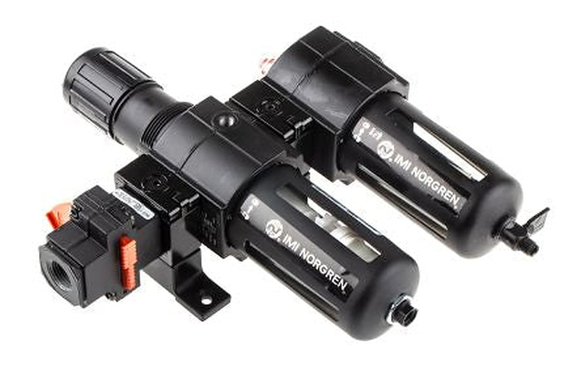 Norgren 1/2 in FRL, Automatic Drain, 40 μm Filtration Size Integrated Pressure Gauge