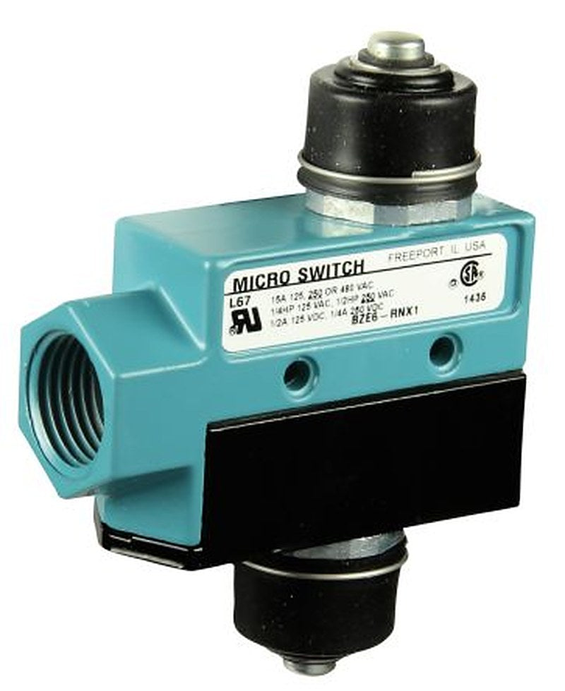 Honeywell BZE6 Series Plunger Limit Switch, SPDT, IP66, Die Cast Zinc Housing, 600V, 15A