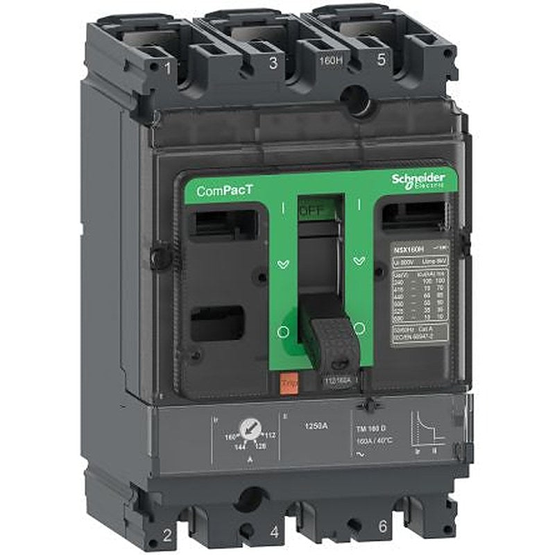 Schneider Electric, ComPact NSX, ComPacT NSX100N Molded Case Circuit Breaker 3-Pole 32A, Breaking Capacity 50 kA, Fixed