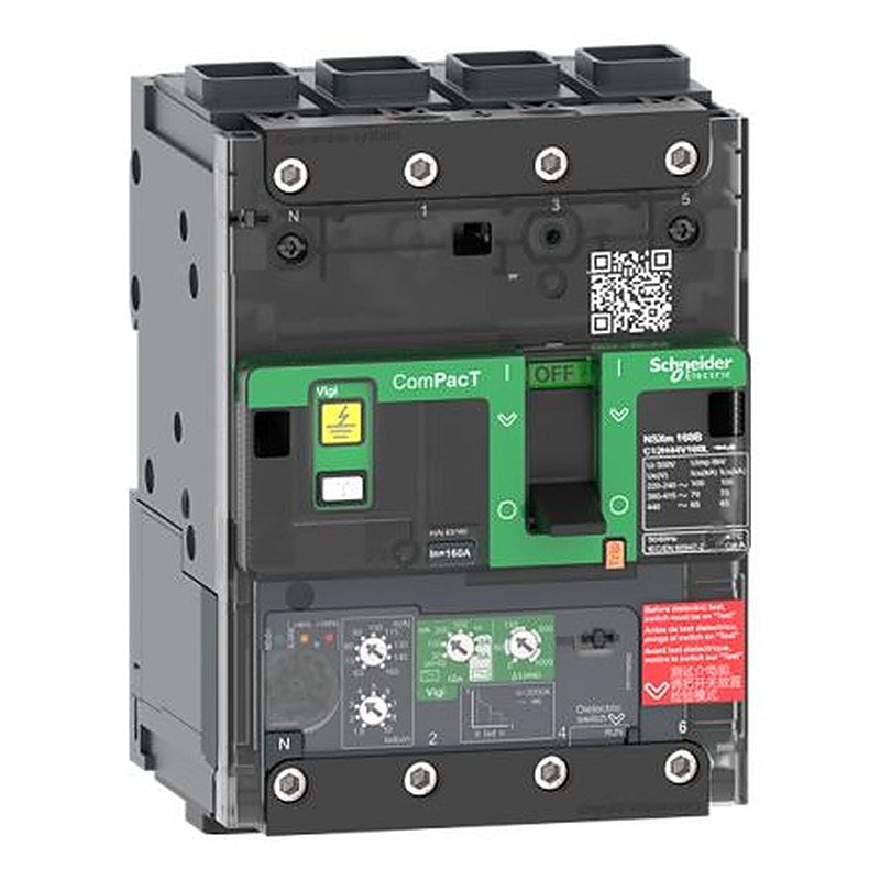 Schneider Electric, ComPact New Generation, Compact NSXm Molded Case Circuit Breaker 4-Pole 160A, Fixed