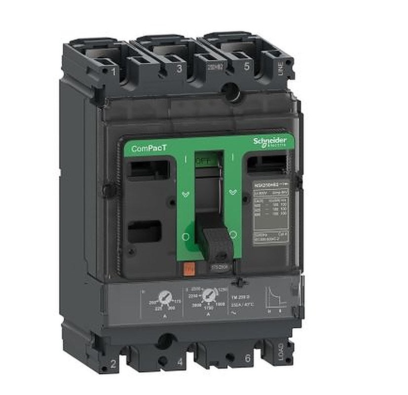 Schneider Electric, ComPact New Generation, ComPacT NSX Molded Case Circuit Breaker 3-Pole 125A, Breaking Capacity 25 kA
