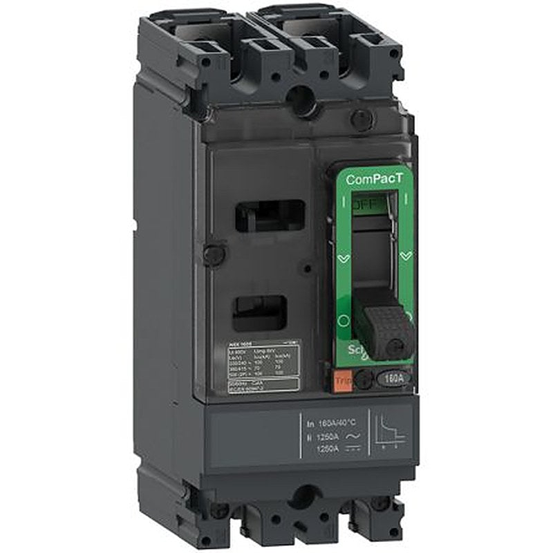 Schneider Electric, ComPact New Generation, ComPacT NSX Circuit Breaker 2-Pole 160A, Breaking Capacity 36 kA, Fixed