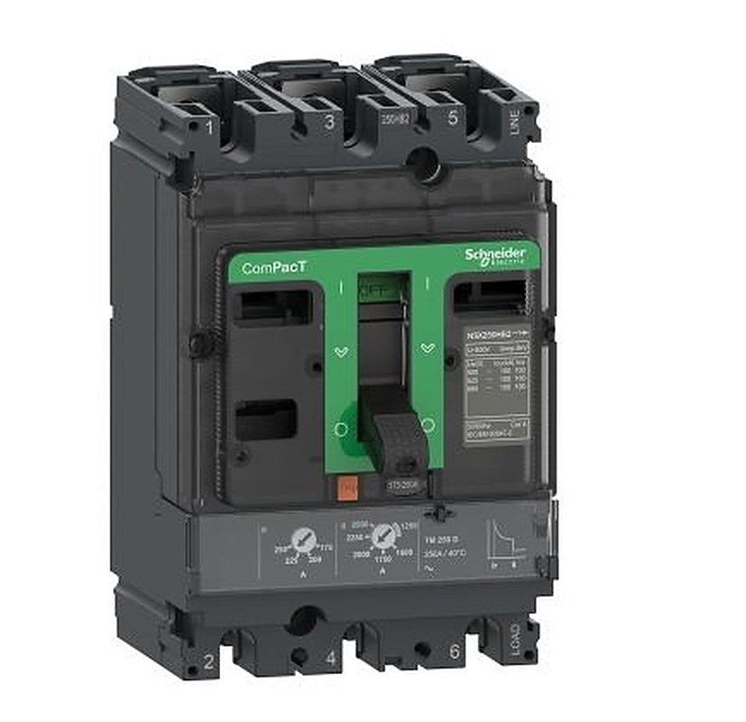 Schneider Electric, ComPact New Generation, ComPacT NSX Molded Case Circuit Breaker 3-Pole 80A, Breaking Capacity 70 kA,