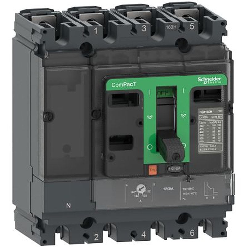 Schneider Electric, ComPact New Generation, ComPacT NSX Molded Case Circuit Breaker 4-Pole 80A, Breaking Capacity 70 kA