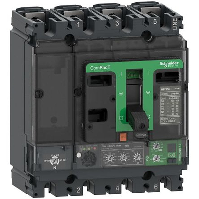 Schneider Electric, ComPact New Generation, ComPacT NSX Molded Case Circuit Breaker 4-Pole 160A, Breaking Capacity 50 kA