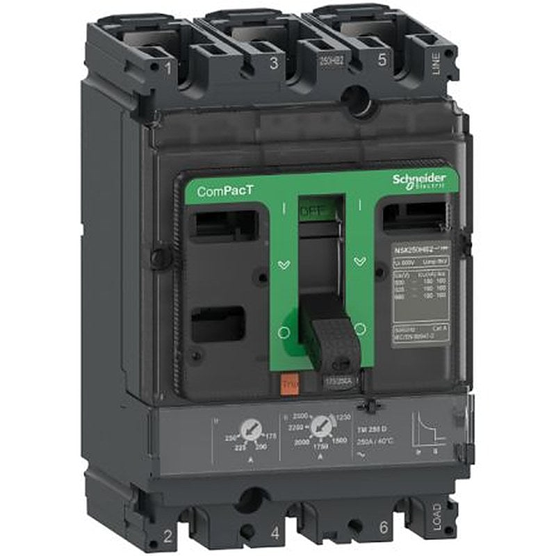 Schneider Electric, ComPact, ComPacT NSX Molded Case Circuit Breaker 3-Pole 250A, Breaking Capacity 25 kA