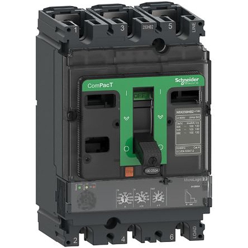Schneider Electric, ComPact, ComPacT NSX Molded Case Circuit Breaker 3-Pole 100A, Breaking Capacity 36 kA