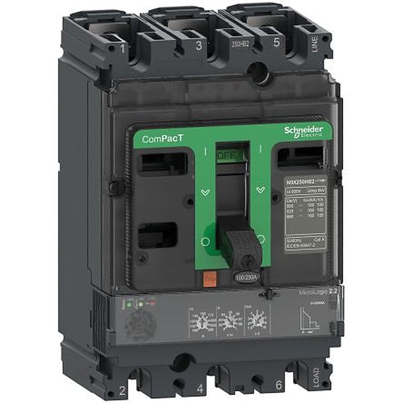 Schneider Electric, ComPact NSX, C25F Molded Case Circuit Breaker 3-Pole 250A, Breaking Capacity 36 kA