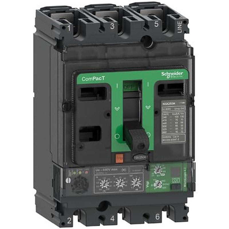 Schneider Electric, ComPact, ComPacT NSX Molded Case Circuit Breaker 3-Pole 250A, Breaking Capacity 36 kA