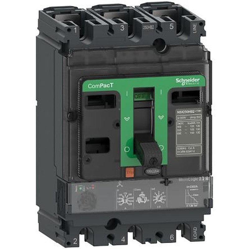 Schneider Electric, ComPact, ComPacT NSX Molded Case Circuit Breaker 3-Pole 220A, Breaking Capacity 75 kA