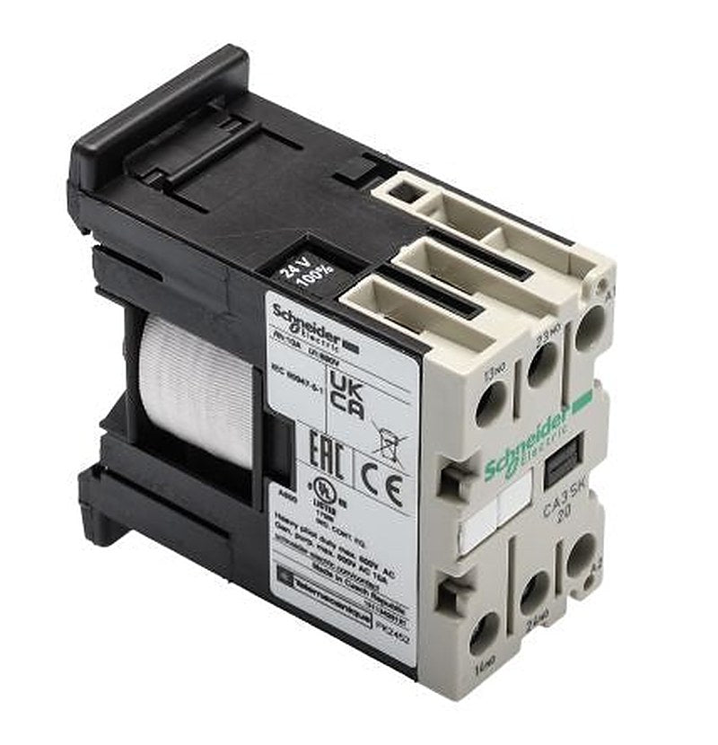 Schneider Electric TeSyS CA Contactor, 24V dc Coil, 2-Pole, 10 A, 2.2 W 24V dc, 2 NO, 600V ac