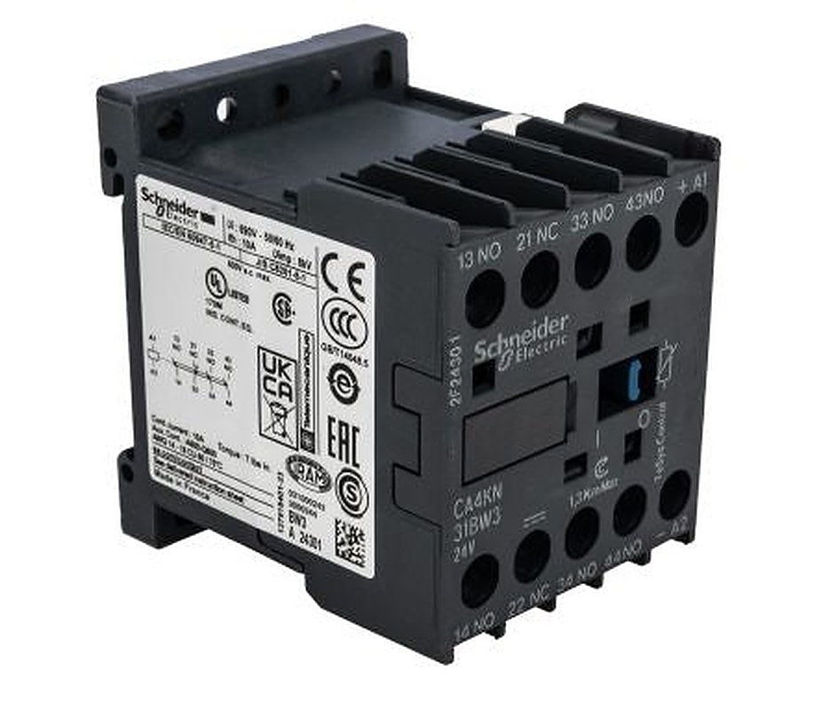 Schneider Electric TeSyS CA Contactor, 24V dc Coil, 4-Pole, 10 A 24V dc, 3 NO/1 NC, 690V ac