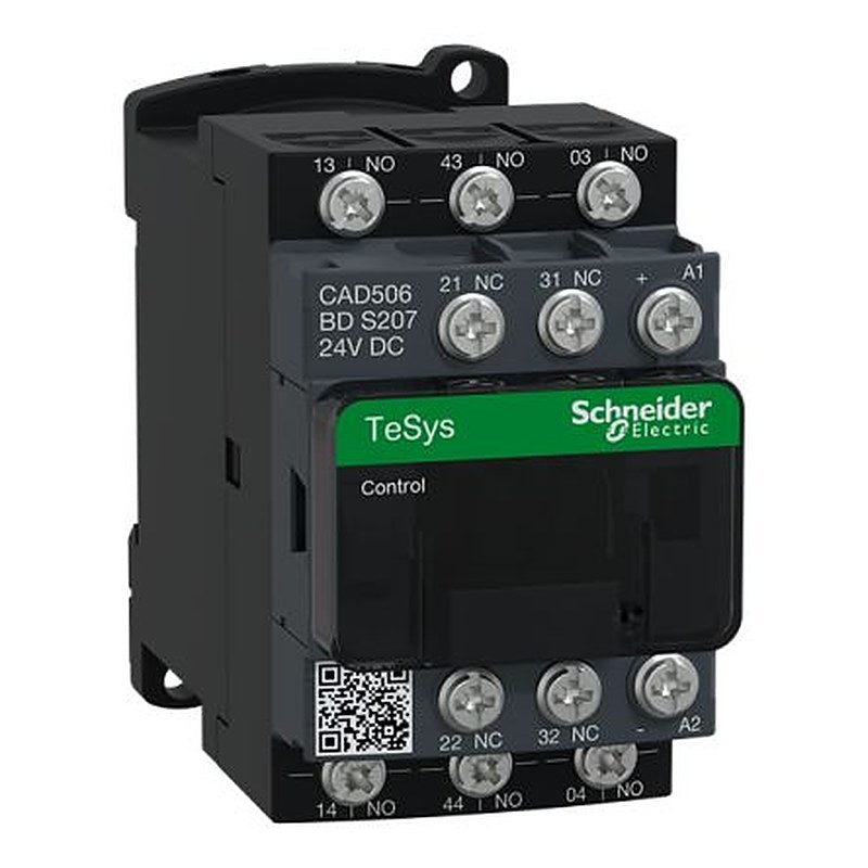 Schneider Electric CAD Contactor, 24V Coil, 5-Pole, 10 A, 5.4 W, 5 NO, 690V