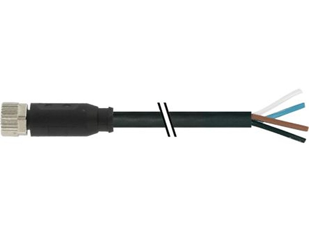 Baumer CAM Cable, 4 Cores, 0.25 mm² CSA, Unscreened, 500 cm, Black Polyurethane Sheath