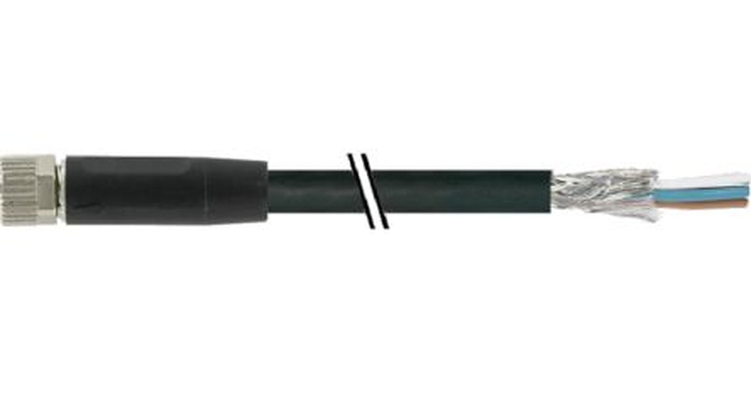 Baumer Female 4 way M8, Straight to Unterminated Sensor Actuator Cable, 5 m