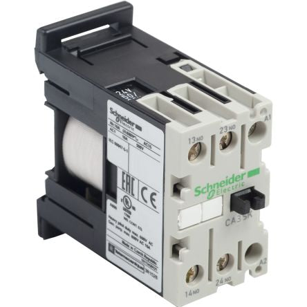 Schneider Electric TeSyS CA Contactor, 24V Coil, 2-Pole, 10 A 24V, 1 NO/1 NC, 600V ac