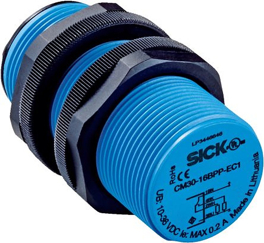 SICK CM30-16BNP-EC1 Threaded Barrel Capacitive Proximity Sensor CM 16 mm, M30 x 1 NPN 200mA 30V 30 V dc
