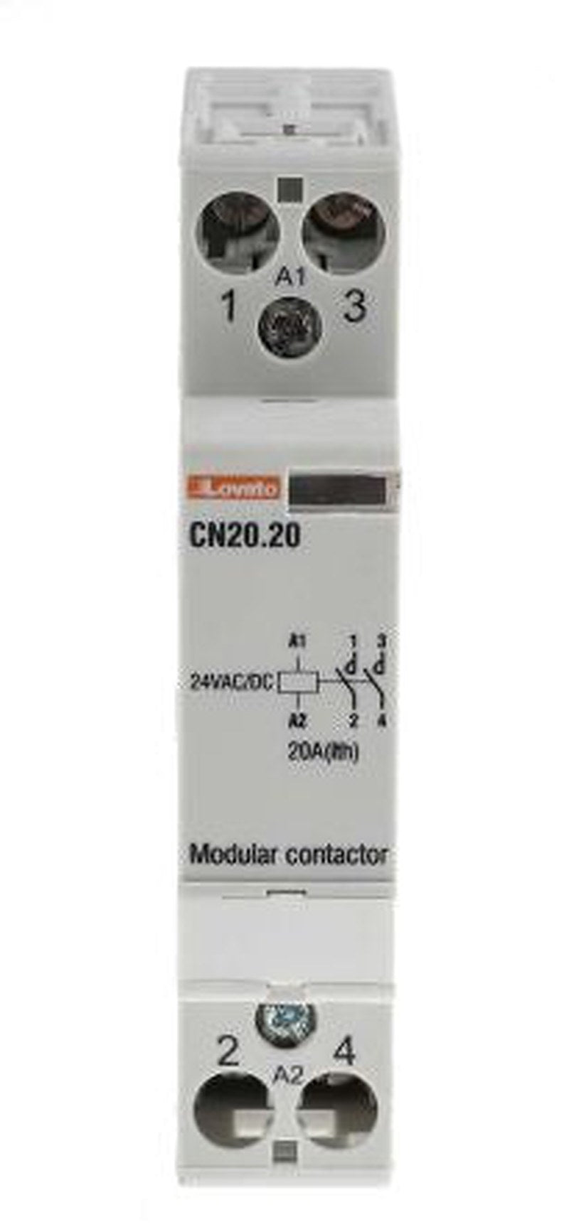 Lovato CN Contactor, 24V ac/dc Coil, 2-Pole, 20 A 24V ac/dc, 2 NO, 110V ac
