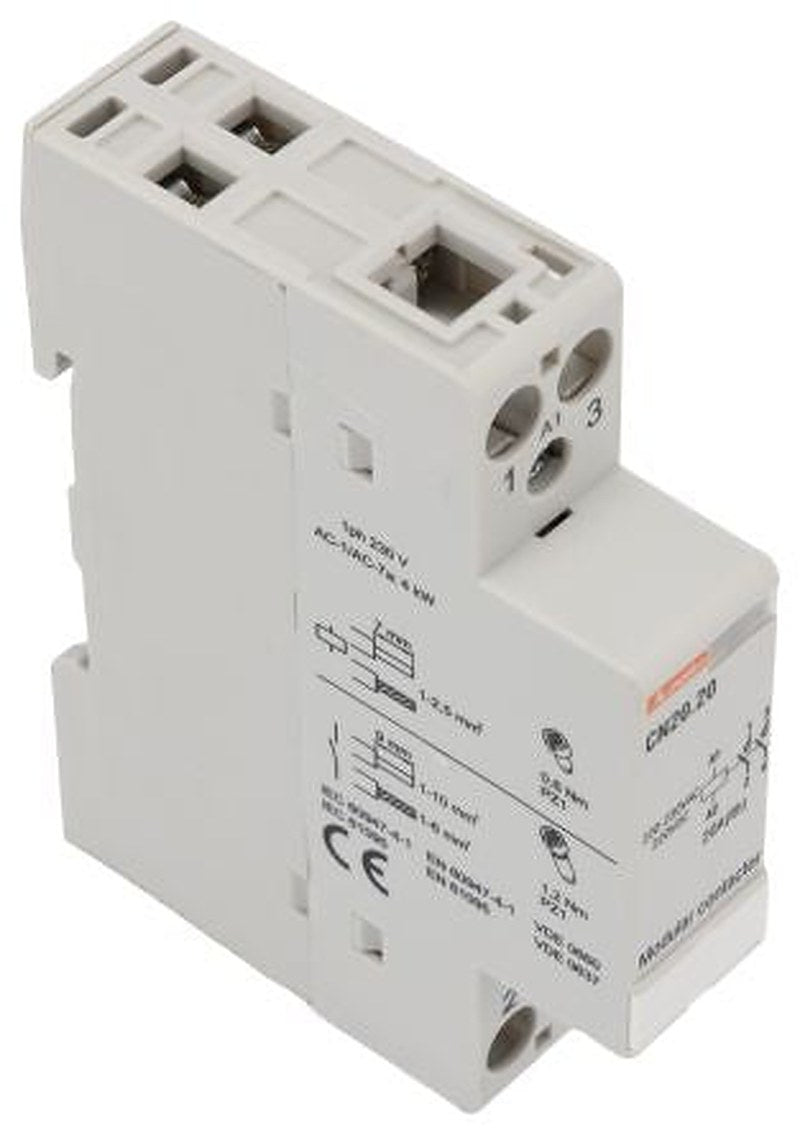 Lovato CN Contactor, 220V ac, 230 V ac Coil, 2-Pole, 20 A 220V, 2 NO, 110V ac