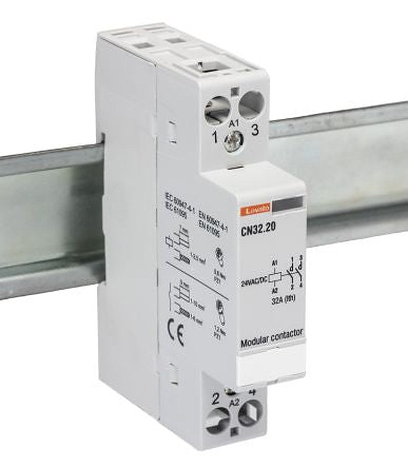 Lovato CN Contactor, 24V ac/dc Coil, 2-Pole, 32 A 24V ac/dc, 2 NO, 110V ac