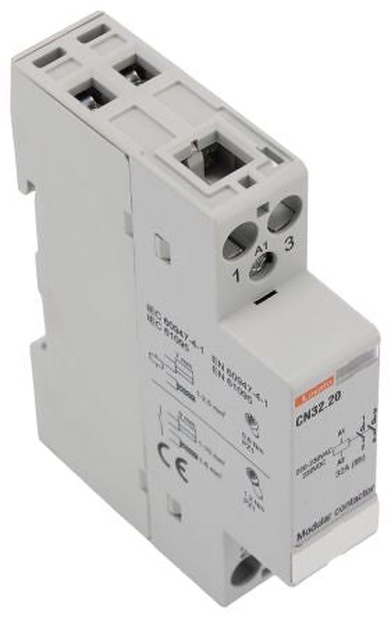 Lovato CN Contactor, 220V ac, 230 V ac Coil, 2-Pole, 32 A 220V, 2 NO, 220V dc