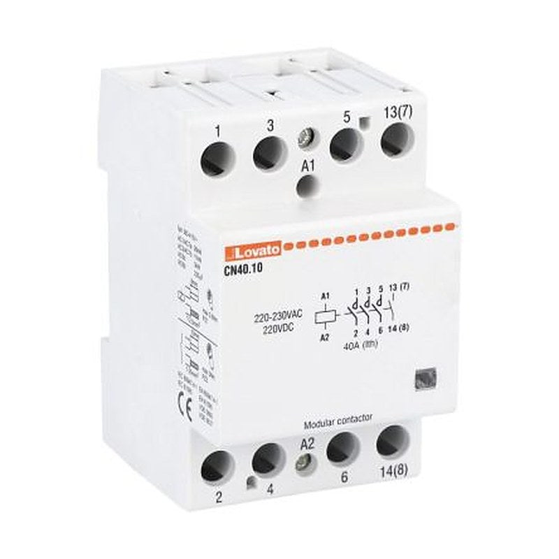 Lovato CN Contactor, 230V ac Coil, 4-Pole, 22 A, 7.5 kW 230V ac, 4 NO, 4kV ac