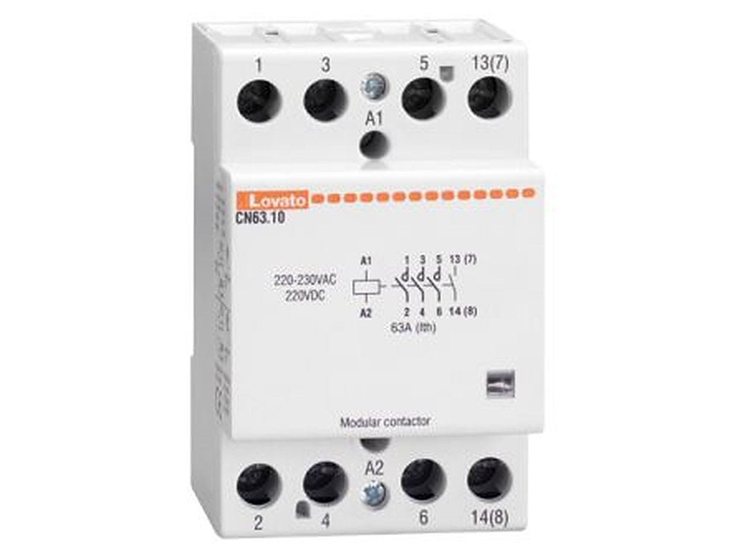 Lovato CN63 Contactor, 230V ac Coil, 4-Pole, 63 A, 15 kW 230V ac, 3 NO/1 NC