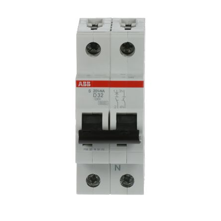 ABB System Pro M Compact S200 Miniature Circuit Breaker, 1-Pole, 32A, Type D, 400V ac AC, 12 V DC, 6 kA Breaking