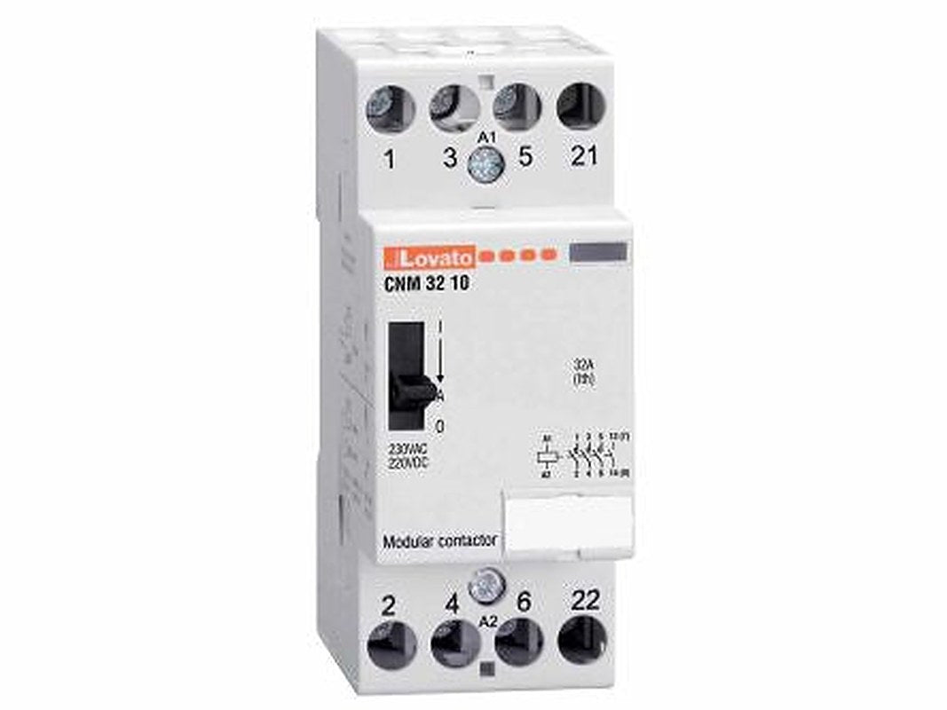 Lovato CN Contactor, 220V ac, 230 V ac Coil, 2-Pole, 32 A 220V, 2 NO, 110V ac