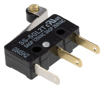 Omron Roller Lever Micro Switch, Tab Terminal, 5A, 250 V ac, 30 V dc, SPDT, IP40