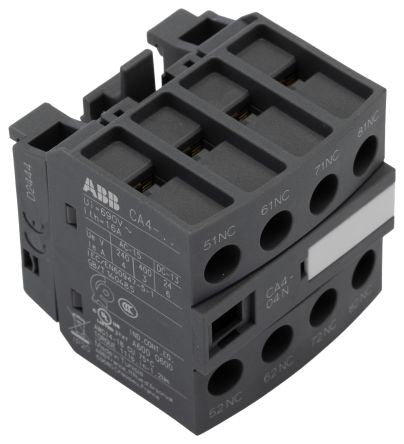ABB Auxiliary Contact Block, 4 Contact, 4 NC, CA4, Front, 6 A, 690V, 1SBN010140R1204 CA4-04N